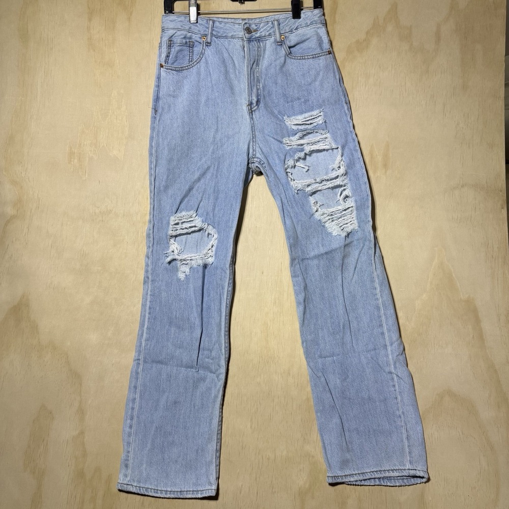 S.O.N.G. 90s Boyfriend Jeans Womens 9/29 Light Wash Distressed Ripped Baggy Y2K